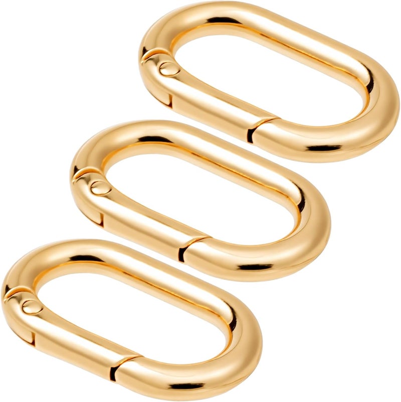 STSTR 3pcs Oval Spring Ring Clips, Metal Keyring Purse Clip, Heavy Duty Opening O Ring Carabiner for Keychains,Backpacks, Keys - Image 1